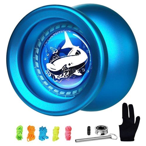 Yoyo T9 Ractif, Yoyo Bleu Requin Avec Roulement De Remplacement, Essieu, Outil De Roulement De Retrait, Gant, 5 Cordes