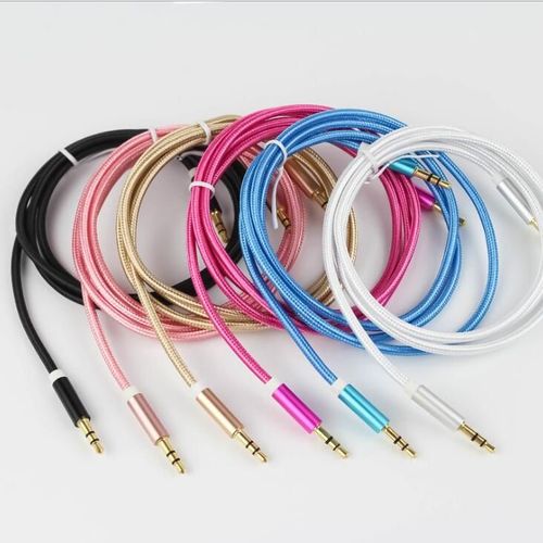 Ysf Lotx2 Pack 2 Câble Audio , 1 Mètre Nylon Tressé 3 Pi 3,5 Mm Câble