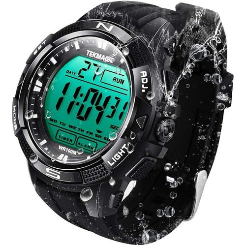 Ytseazn-10 Atm Lumineux Impermable Plonge Sous-Marine Eau Montre Avec Chronomtre Et Fonctions D'alarme,Soutien Double Fuseau Horaire,Compte  Rebours,Format 12/24 Heures