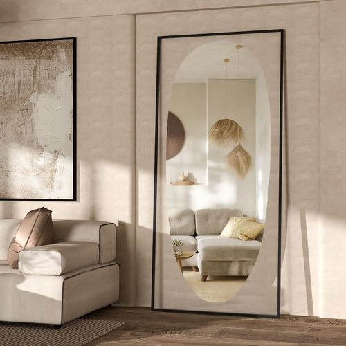 Ytseazn-165x60cm Miroir Complet Du Corps,Miroir De Plancher,Grand Miroir Complet Du Corps,Miroir Mural,Miroir D'quilibre Chambre Miroir Salon,Noir