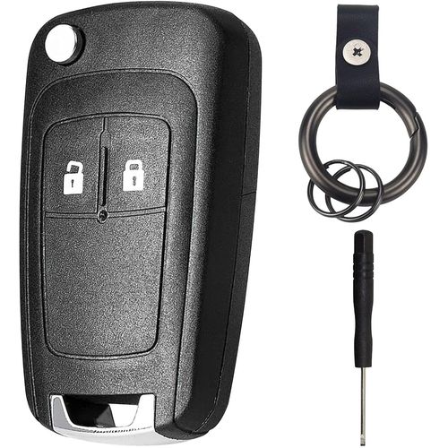 Ytseazn-2 Boutons Coque De Cl De Voiture Avec Porte-Cls Compatible Avec Chevrolet Cruze Aveo Matiz Captiva Spark Orlando Et Opel Astra Meriva Mokka Zafira Adam Insignia Rechange Botier Clef Tlcommande