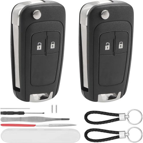 ytseazn-2 Pices Coque Cl Voiture 2 Boutons Compatible Avec Opel Insignia Astra Meriva Mokka Zafira Adam Chevrolet Cruze Aveo Orlando Spark Trax Matiz Captiva Boitier Clef Tlcommande Avec Porte-Cls