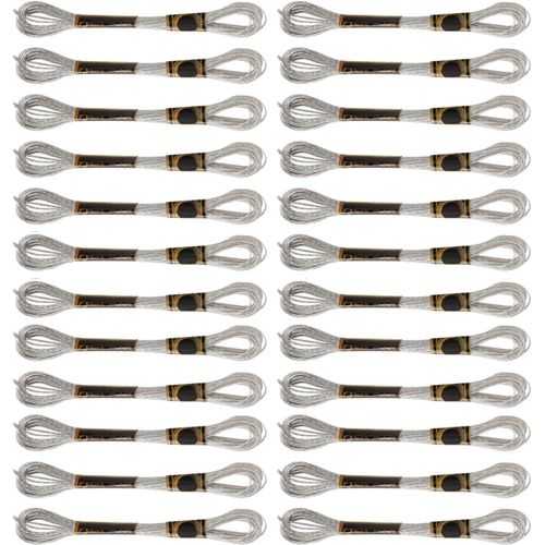 Ytseazn-24 Pices Fils De Point De Croix Fil De Fil  Broder Brillant Argent 8mtres 8m Fil De Couleur Argent Fil  Broder En Coton Fil  Broder Au Point De Croix