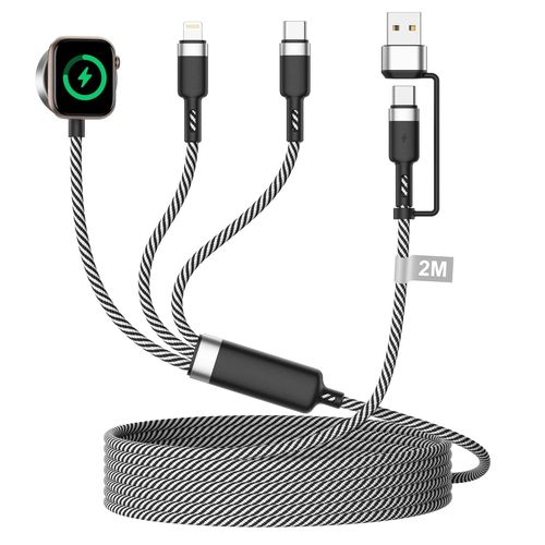 Ytseazn-3 En 2 Cble Pour Apple Watch Et Iphone,2m Chargeur Apple Watch Chargeur Usb C Avec Port Lightning/Usb C Pour Apple Watch Serie 9/8/7/6/5/4/3/2/Se/Ultra,Iphone 16 15 14 13 12 11 Pro Max,Ipad Air/Pro