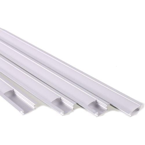 Ytseazn- 4 X 1mtre Aluminium Profils Pour L'installation Encastre De Bandes  Led,Canal Pour Lampes Led Avec Diffuseur Semi-Transparent. Avec Capuchons Et Clips Demontage(Gris)