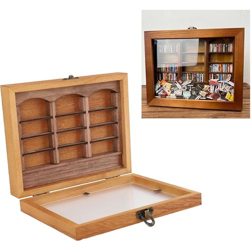 Ytseazn-Bibliothque D'anxit,Mini Vitrine En Bois Avec 196 Livres,Armoire De Bibliothque Miniature,Secouez Votre Anxit,Dcoration De Bureau Pour La Maison,Le Salon,Le Bureau
