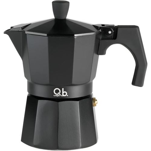 ytseazn-Black Code De De Q.B. By Mopita,Cafetire 3 Tasses En Aluminium,Poigne Et Bouton Anti-Brlure Soft Touch Guranition En Silicone,Pour Tous Les Plans De Coton,Pas D'Induction,Couleur Noire