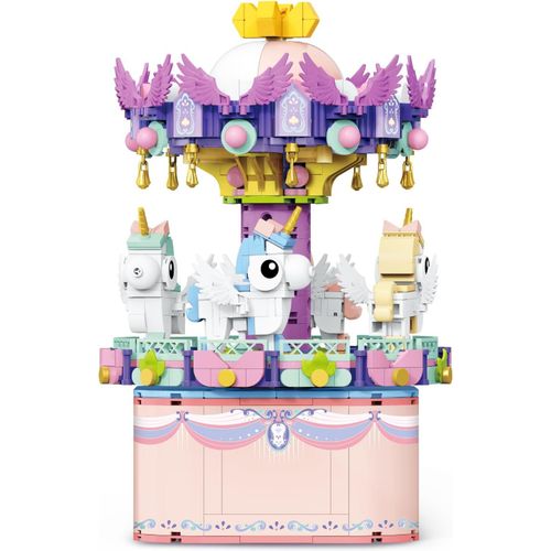 ytseazn-Carrousel Bote  Musique Briques,874 Pices Jouet De Modlisme Cratif Pour Enfants De 6 Ans Et Plus,Bricolage Blocs De Construction Parc D'Attraction Carrousel