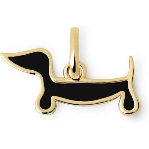 Ytseazn-- Charm Dachshund Dog Enamel Black - Charm En Laiton maill Et Plaqu Or 18kt Ou En Rhodie - Charm Rversible - Bijoux Pour Femmes