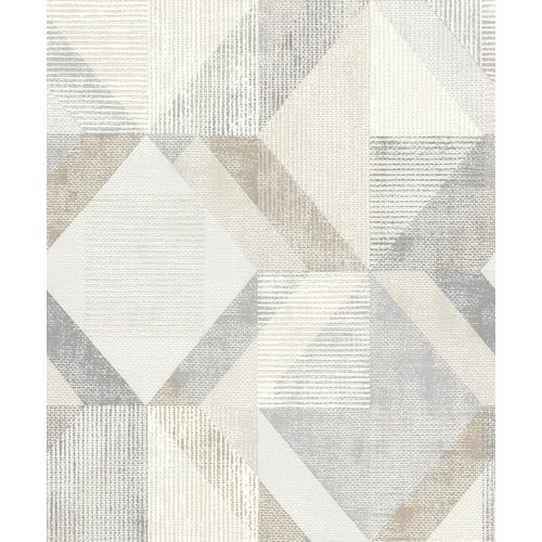 Ytseazn-Color Your Life 311921 Papier Peint Intiss Motif Triangles Et Carrs Blanc Crme Et Diffrentes Nuances De Gris 10,05 X 0,53 M(L X L)