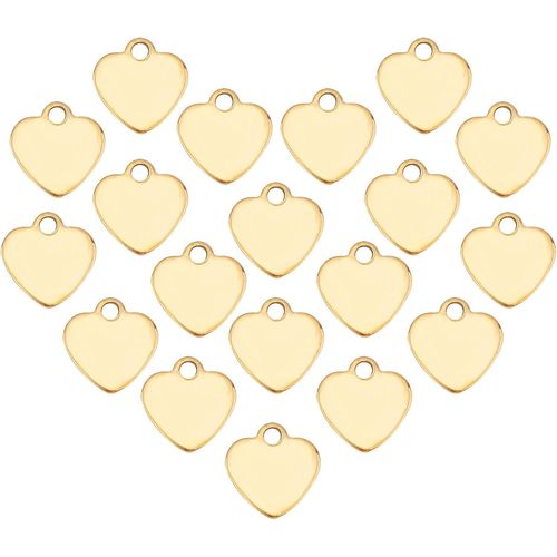 Ytseazn-Environ 50 Pices Coeur Dor Motif Breloques En Acier Inoxydable Coeur Pendentif Hypoallergnique Petit Trou Charme Pour La Fabrication De Bijoux  Bricoler Soi-Mme,Trou 1.2 Mm