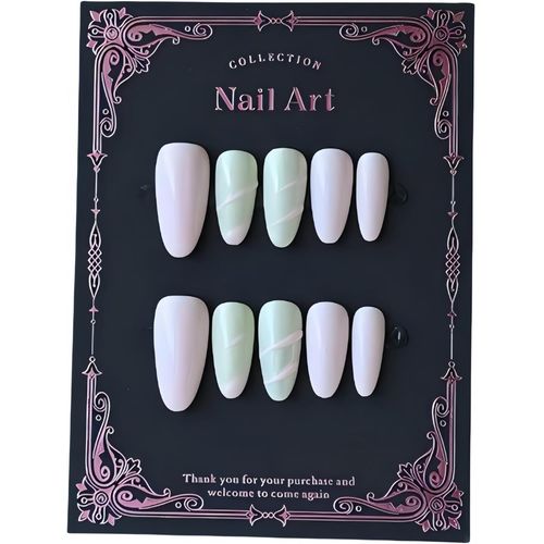 Ytseazn-Faux Ongles Faits  La Main-En Forme D'amande- Coller-Mignon Et Mignon-Couleur Macaron-Faux Ongles Amovibles-Ide Cadeau Parfaite Pour Les Femmes Et Les Filles Pour Des Occasions