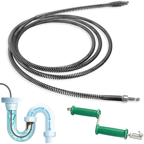 ytseazn-Furet Dboucheur Canalisation 3 M X 10 Mm,Spirale De Nettoyage Avec Adaptateurs Manuels,Spirale Dboucheur Wc Avec Manivelle,Furet Plomberie Deboucheur Wc,Deboucheur Evier,Sonde De Debouchage