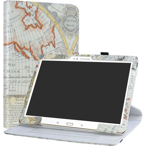 Ytseazn-Galaxy Tab S 10.5 Rotation Coque,Rotation Housse Rotatif tui Avec Rabat/Stand De Positionnement Support Pour Samsung Galaxy Tab S 10.5 Sm-T800 Sm-T801 Sm-T805 Tablette-Map White