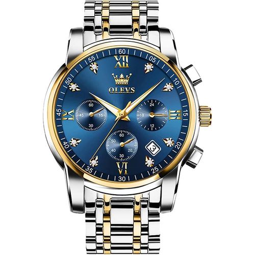 Ytseazn-Hommes En Acier Inoxydable Chronographe Dor Argent Analogique Quartz Grand Cadran Diamant Montre De Luxe tanche Date Cadran Numrique Romain