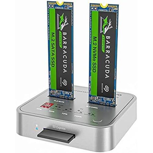ytseazn-K3016Cl Station D'Accueil Clone M.2 Ssd 2 Baies,Sd Express Base De Lecteur De Carte ,Usb 3.1 Gen 2 10Gbps  M.2 Sata/Nvme,Avec Fonction Clonage Hors Ligne Et Duplicateur.