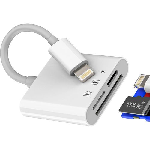 ytseazn-Lecteur De Carte Sd Lightning(3 En 1)Lecteur De Carte Micro Sd Pour Apple Iphone 14 Charge Adaptateur Tlphone Mmoire Photo Cl Machine Mmoire Camra Tf Carte Transfert Externe Pour Ipad