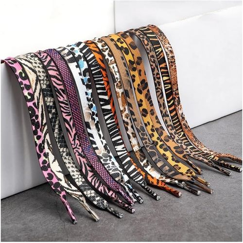 Ytseazn-Lot De 16 Paires De Lacets Plats Motif Lopard-Lacets De Rechange Avec Motif Animal-Sangles De Chaussures De Sport Dcoratives Pour Baskets,Chaussures De Loisirs Pour Chaussures De