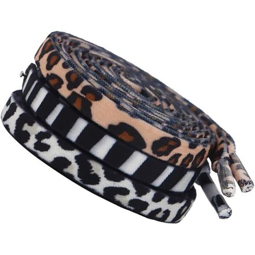 Ytseazn-Lot De 3 Paires De Lacets Avec Motif Animal Zbre Vache Lopard Cravates  Lacets Plats En Polyester Pour Chaussures De Sport Dcontractes En Toile