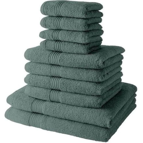 Ytseazn-Lot De 4 Serviettes De Bain 30x50+4 Serviettes De Bain50x90+2 Draps De Bain 70x130cm 100% Coton-Cladon