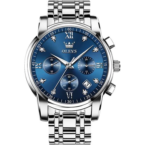 Ytseazn-- Montre Chronographe En Acier Inoxydable Pour Homme,Grand Cadran,Couleur Or,Argent Et Noir,Facile  Lire,Montre  Quartz Analogique De Luxe,Rsistante  L'eau,Avec Chiffres