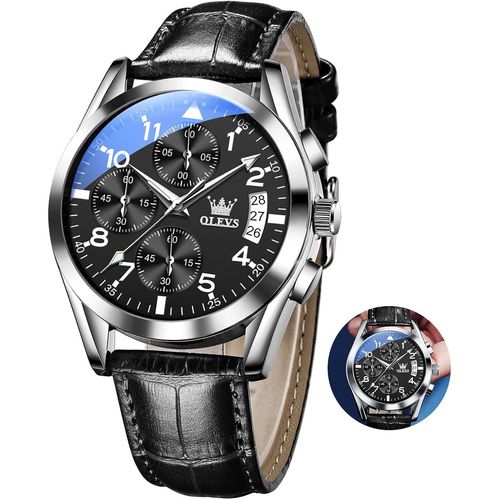 Ytseazn-Montre Tendance Et Lumineuse Pour Homme-Grand Cadran-Multi Chronographe-Montre Lumineuse-Montre Analogique tanche Avec Date-Cadran Marron/Noir/Blanc/Bleu