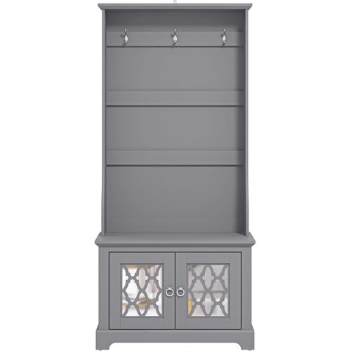 Ytseazn-Novara Meuble D'entre Avec Porte-ManteauMeuble De Rangement Avec Banc Et Crochets Pour Chaussures,Sacs Ou ManteauxGris Froid