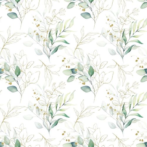 Ytseazn-Papier Peint Feuillage Vert Et Or Boho Papier Peint Feuilles Dor Vert Papier Peint Fleuri Blanc 44,5 Cm X 300 Cm Papier Peint Adhesif Mural Papier Collant Pour Meuble Chambre Salle De Bain