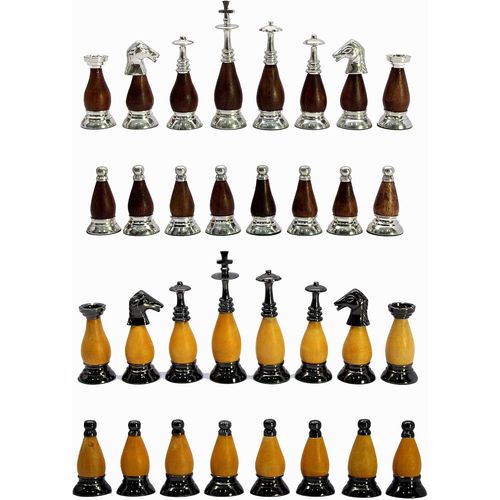 Ytseazn-Pices D'checs Avec Une Hauteur De Roi De 9 Cm(3,5 Pouces)-Jeu D'checs En Cuivre Et Bois De Style Collection