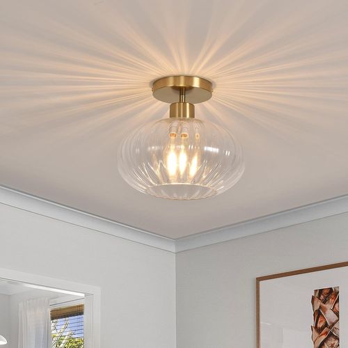 Ytseazn-Plafonnier En Verre Moderne,Plafonnier Dor Chambre Abat-Jour De Verre Cratif,E27 Plafonnier Salon Luminaire Couloir De Plafond Pour Caf Restaurent Entre 25cm(Sans Ampoule)