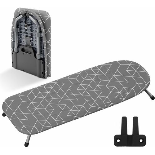 ytseazn-Planche  Repasser De Table Avec Support Mural|D-Pli|Mini Planche  Repasser Portable Pour conomiser De L'Espace|Petite Planche  Repasser Pliable|Gris