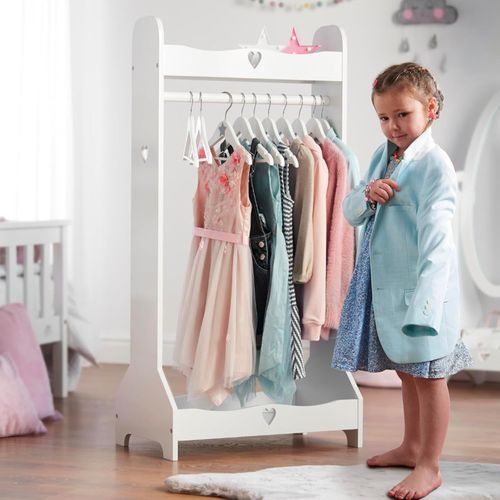 Ytseazn-Portant Enfant Blanc,Peu Encombrante Penderie Enfant,Porte-Vtements Solide En Bois Pour Dressing Bebe,3  8 Ans Meuble Chambre Fille D'habillage,Cadeau D'anniversaire