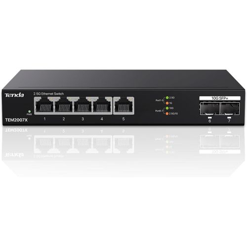 ytseazn-Switch 2,5 Gigabit,Commutateur Ethernet 5 Ports 2,5G,2 Ports Sfp+ 10 Gbit/S,Commutateur Lan Ethernet 2,5 Gigabit Non Gr,Plug And Play,Botier Mtallique,Noir(Tem2007X)