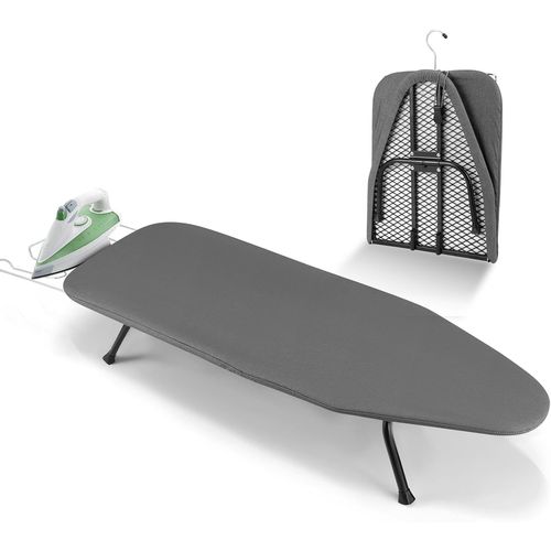 ytseazn-Table A Repasser Avec Crochet,Petite Planche A Repasser Pliable Avec Housse Rembourre paisse,Mini Planche A Repasser,Planche A Repasser De Table,Table Repassage Voyage Gris,8131Cm