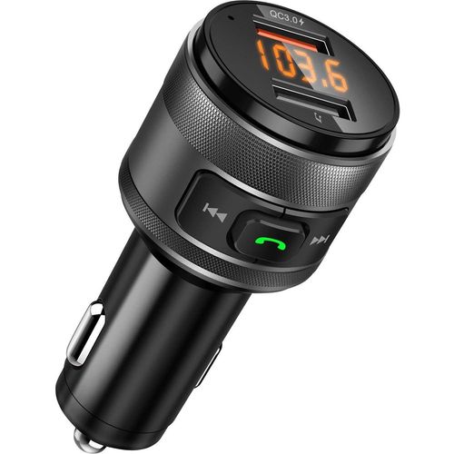 Ytseazn-Transmetteur Fm Bluetooth Adaptateur,Qc3.0 Usb Chargeur De Voiture Sans Fil Mains Libre Adaptateur Radio Double Cl Usb & Chargeur Avec cran Led Pour Appareils Ios Et Android