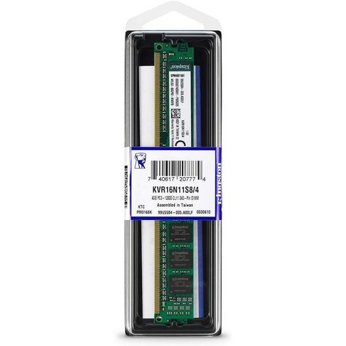 ytseazn-Valueram 4Gb 1600Mhz Ddr3 Non-Ecc Cl11 Dimm 1Rx8 1.5V Kvr16N11S8/4 Mmoire De Bureau