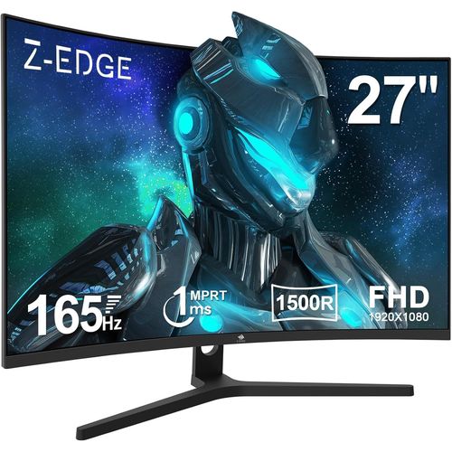 ytseazn-Z-Edge Ecran Pc Gamer Incurv 27'' 165 Hz,1Ms,Fhd(1920X1080),Freesync,Moniteur Gaming 16:9,1500R Va Panneau,Inclinaison Rglable,3000:1,2* Hdmi2.0 & Dp1.4,Vesa 100*100Mm(Cble Hdmi Inclus)