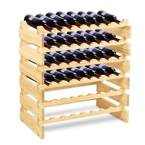 Yuenfong tagre  Vin En Bois Pour 48 Bouteilles tagre  Vin Empilable Avec 6 Niveaux Pour Cave Bar - 81,5 X 28 X 83 Cm