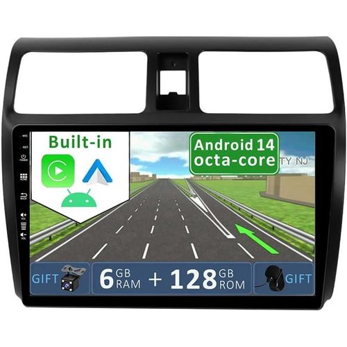 Yuntx Android 10 [6gb+128gb] 2 Din Car Radio For Suzuki Swift (2005-2019)-[Built In Carplay/Android Auto/Dsp/Gps]-Free Camera&mic-Support Dab/Steering Wheel Control/360 Camera/Bluetooth 5.0/Usb/Wifi