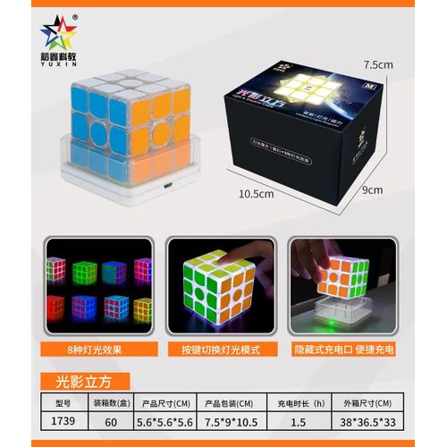 Yuxin Cube lumire 3x3 cube magntique 8 couleurs effet lumineux Cubo Magico Puzzle ducatif pour enfants cadeau jouet 3x3 Cube magique-Light shadow Cube