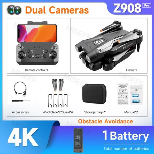 Z908 Pro/Max Mini Drone Hlicoptre Professionnel,Quadricoptre Rc,Drones Camra 4k,Drone vitement D'obstacles Avec Camra - Type 4k Black 1b
