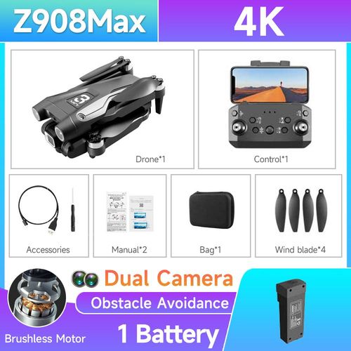 Z908 Pro/Max Mini Drone Hlicoptre Professionnel,Quadricoptre Rc,Drones Camra 4k,Drone vitement D'obstacles Avec Camra - Type Z908max Black 1b