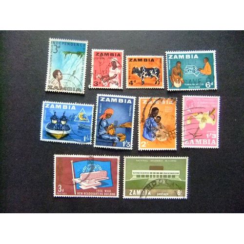 Zambia Zambie 1964 Petite Collection D'anciens Timbres Yvert N 1 7 8 9 11 12 13 23 26 31 Fu