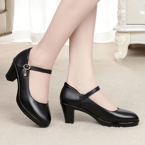 Zapatos De Mujer-Chaussures En Cuir Verni Noir Pour Femmes,Confortables Et Mignonnes, Talon Rouge Vin,E818 - 38