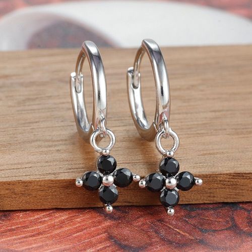 Zcomprend-Boucles D'oreilles Croles En Acier Inoxydable Pour Femme,Boucle D'oreille Pendentif Fleur,Boucle D'oreille Huggies,Piercing Au Cartilage,Bijoux Simples,Design