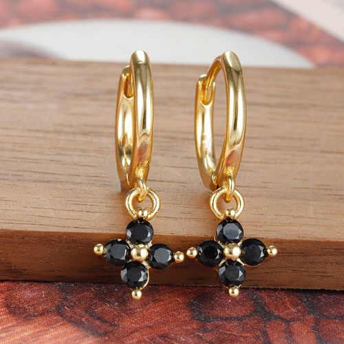 Zcomprend-Boucles D'oreilles Croles En Acier Inoxydable Pour Femme,Boucle D'oreille Pendentif Fleur,Boucle D'oreille Huggies,Piercing Au Cartilage,Bijoux Simples,Design
