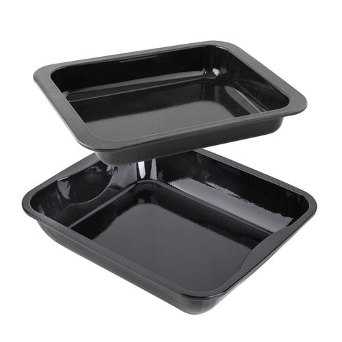 Zenker 9933750 Lot De 2 Plats  Four Rectangulaires, Plat A Gratin, Plat Lasagne, Grand Plat Four Rectangulaire Xxl, Plat Lasagne Four, Acier maill, 40 X 34 X 8 Cm | 33 X 25 X 5 Cm