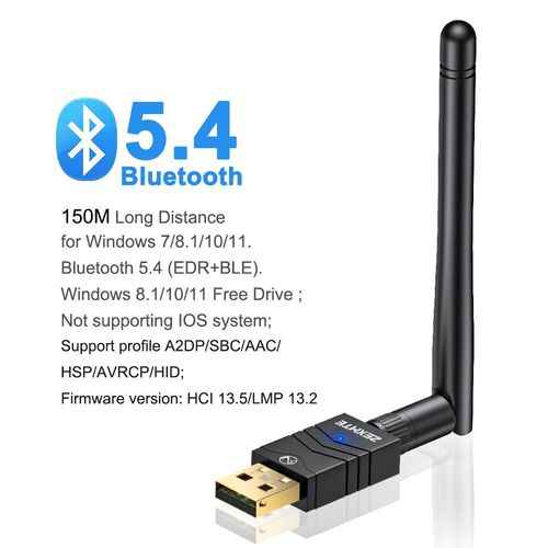 Zexmte-Adaptateur USB Bluetooth 180 5.4 5.3,5.1 m,dongle pour Windows 11/10/8.1,souris,clavier,rcepteur audio,metteur - Type 150m Bluetooth 5.4