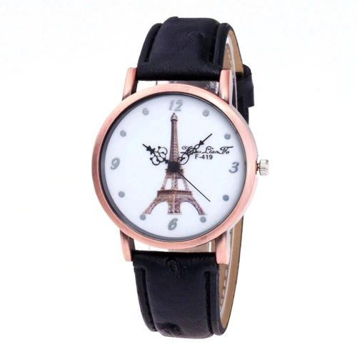 Zhoulianfa  La Mode Unisexe Dcontract Tour Eiffel Montre-Bracelet  Quartz (Noir)