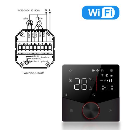 ZigBee 3.0 compresseur de climatisation Thermostat ventilateur-convecteur unit climatiseur de temprature numrique 220V Tuya Smart Life Alexa Google Home - Type black 2P WiFi #A